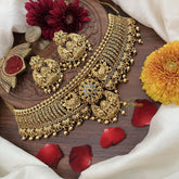 Vriksham Gold Plated South Indian Lakshmi Design Stone High Neck-Gold Bead-G18910